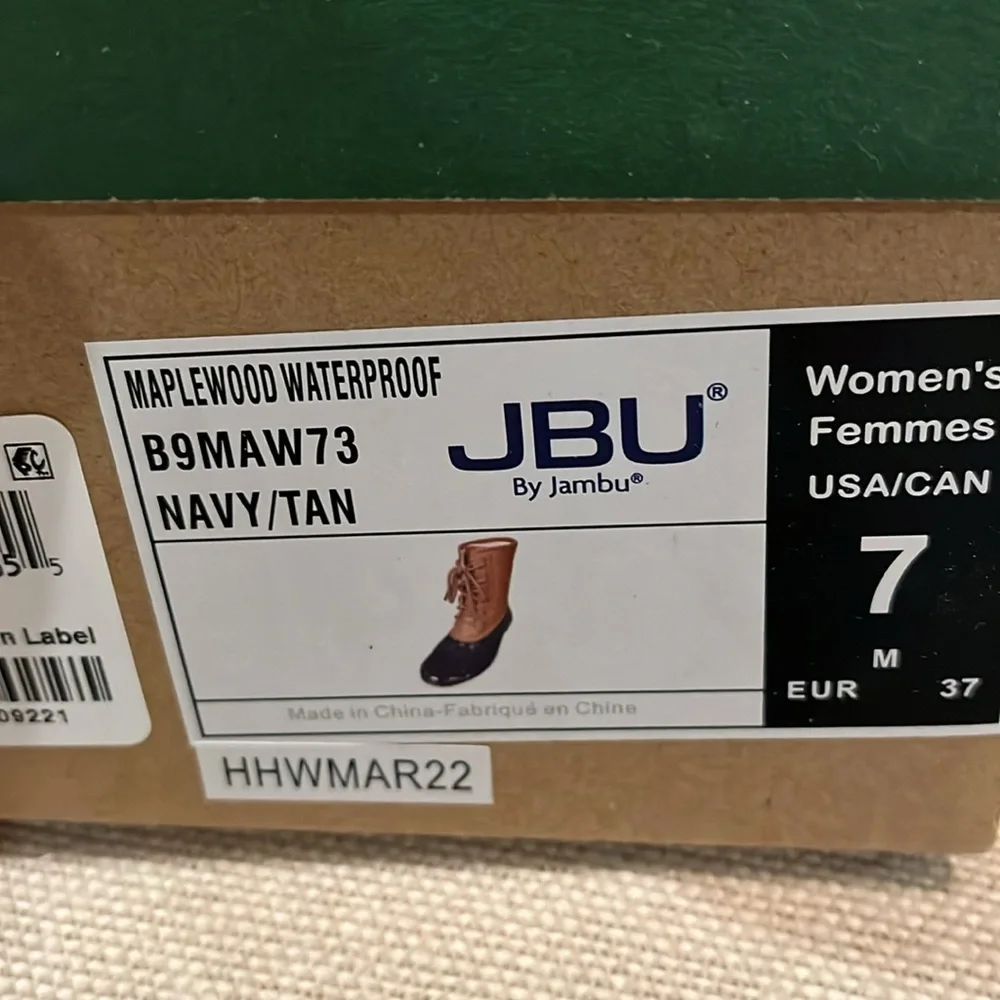 JBU Maplewood Navy Water-Resistant Lace-up Boots/NIB/7M